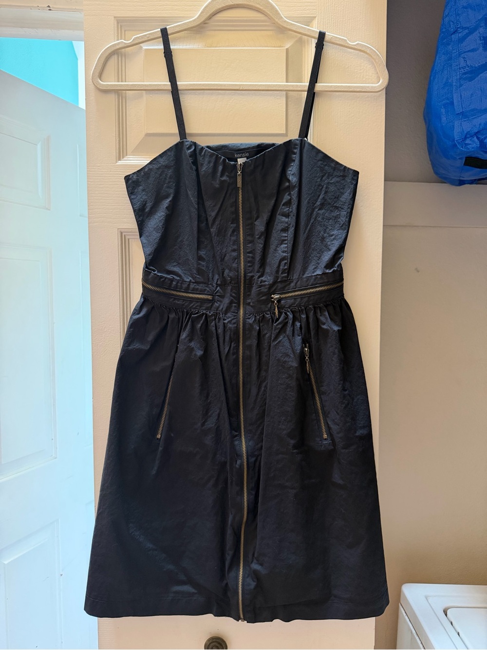 Kensie Black Zip-Front Zipper Dress